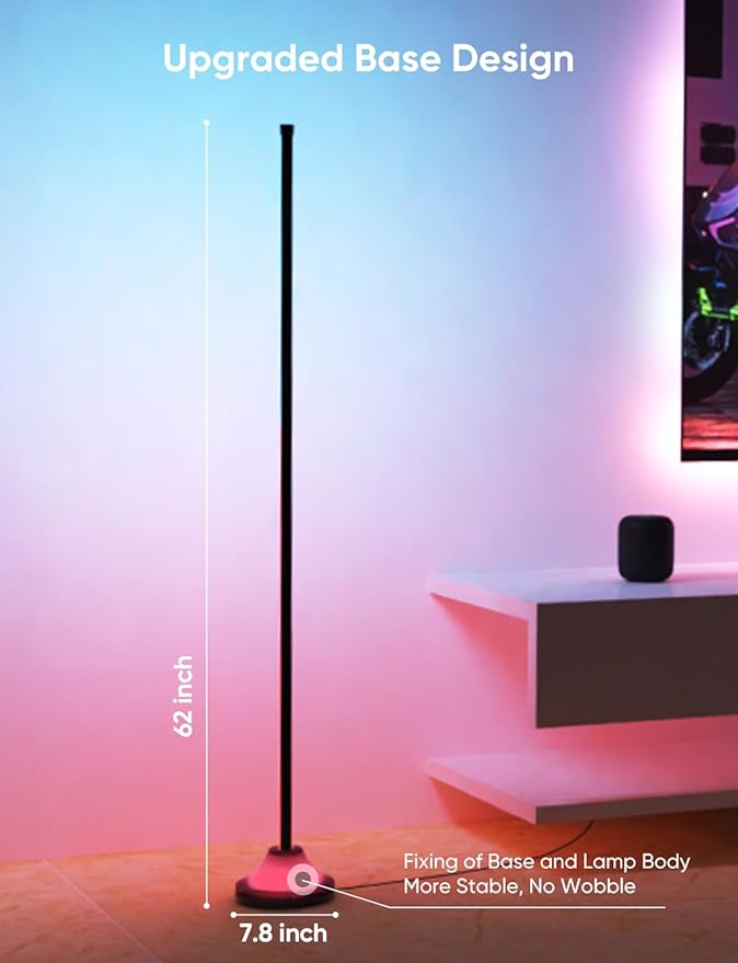 RGB&IC Smart Corner Floor Lamp – 20 W/1100 lm, 24‑Zone DIY & Music‑Sync LED