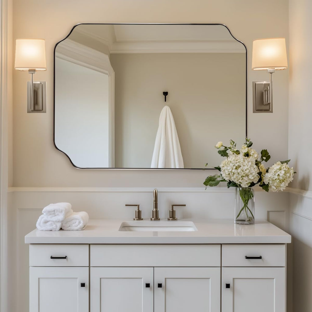 ANDY STAR Brushed Nickel Mirror 30x40 Inch, Rectangle Bathroom Mirror