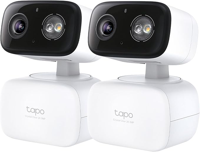 Tapo 2K Indoor/Outdoor Pan/Tilt Wired Security Camera (2-Pack)