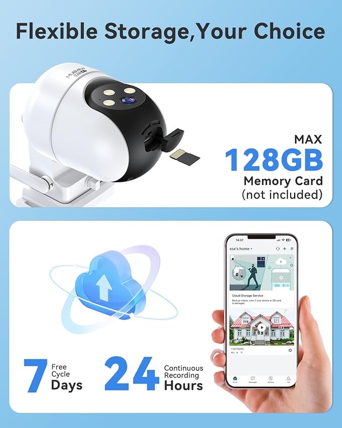 MUBVIEW 360° Security Cameras Wireless Outdoor, 24/7 Wired Outdoor Camera