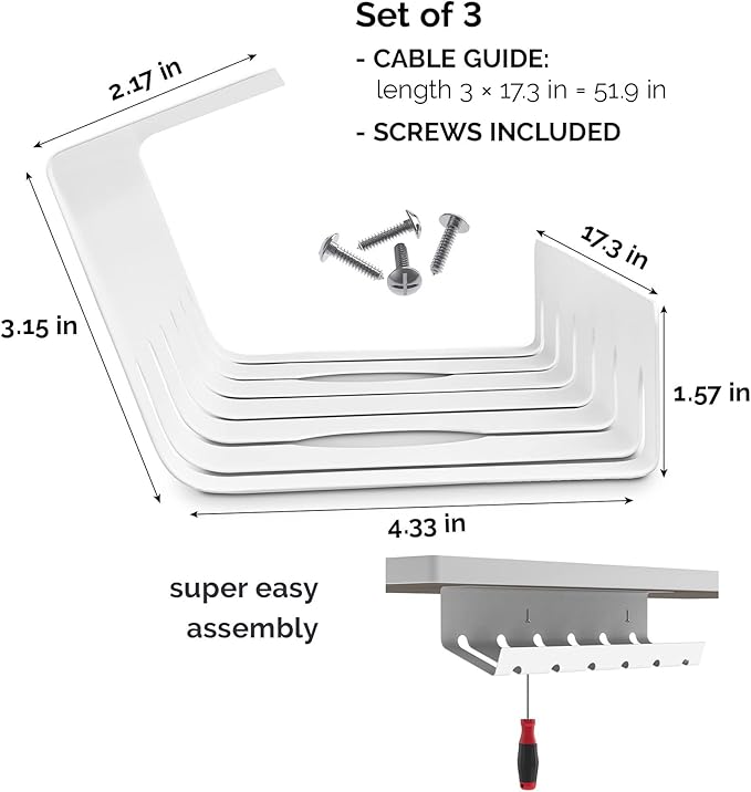 PAMO Cable Management Under Desk (Set of 3)