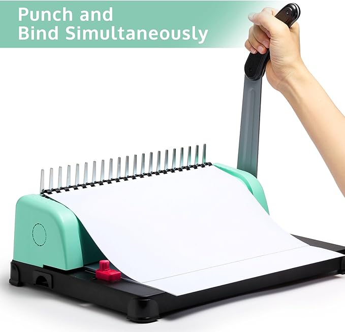 OFFNOVA Binding Machine, 21-Hole 450 Sheets Paper Comb Punch Binder Machine