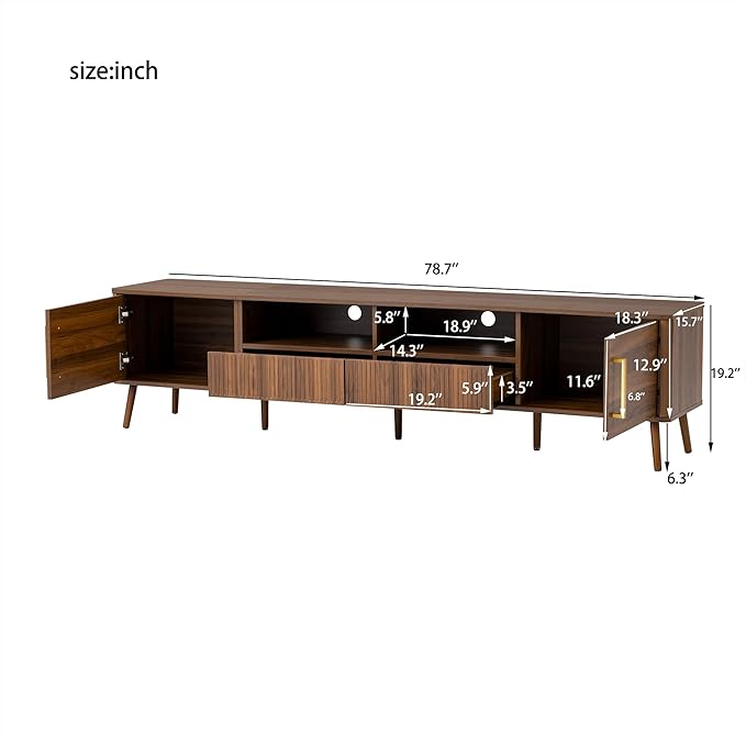 Merax Mid Century 78" TV Stand, Modern Entertainment Center