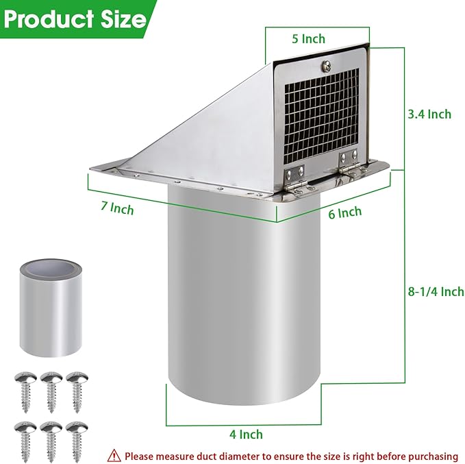 Dryer Vent Cover Outdoor 4 Inch, Dryer Vent Cover Outside, Exterior Hooded Wall