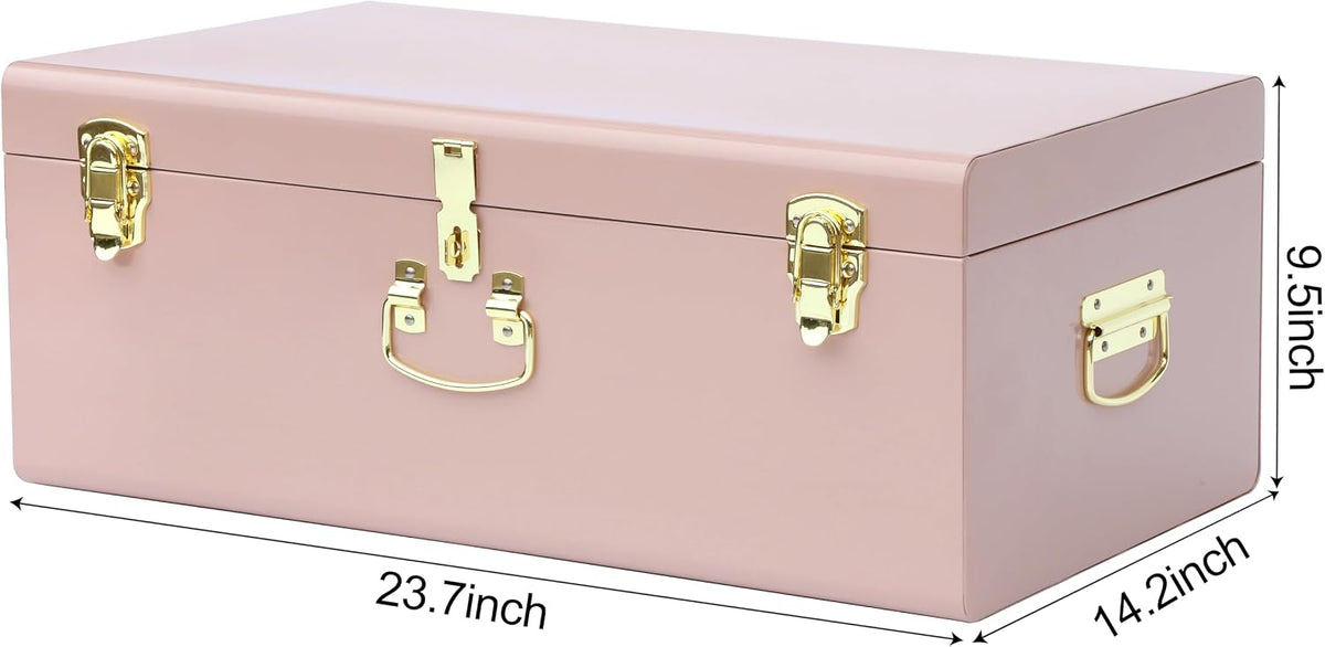 vixdonos large metal trunk decorative storage box college shown in use