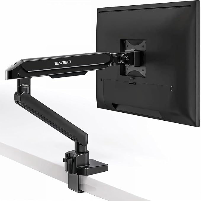 EVEO Premium Single Monitor Arm 14"–34", Adjustable Gas Spring Monitor Mount