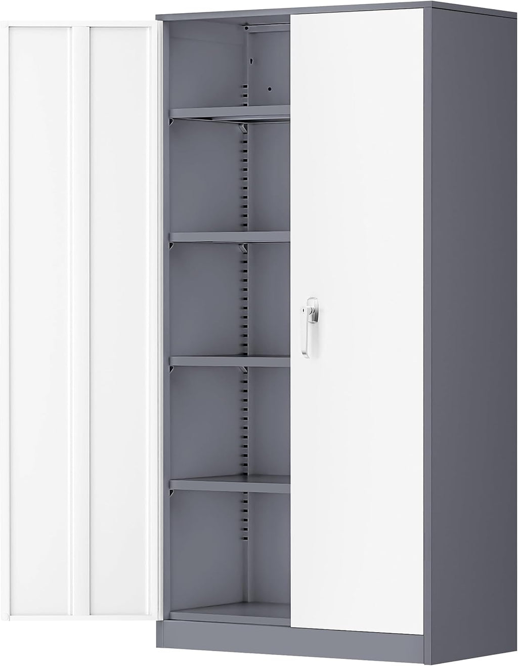 Greenvelly Metal Garage Storage Cabinet, 72" Locking Metal Cabinet with 2 Doors and 4 Adjustable Shelves, Lockable File Cabinet for Home, Office, Garage (36" W x 18" D)