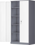Greenvelly Metal Garage Storage Cabinet, 72" Locking Metal Cabinet with 2 Doors and 4 Adjustable Shelves, Lockable File Cabinet for Home, Office, Garage (36" W x 18" D)
