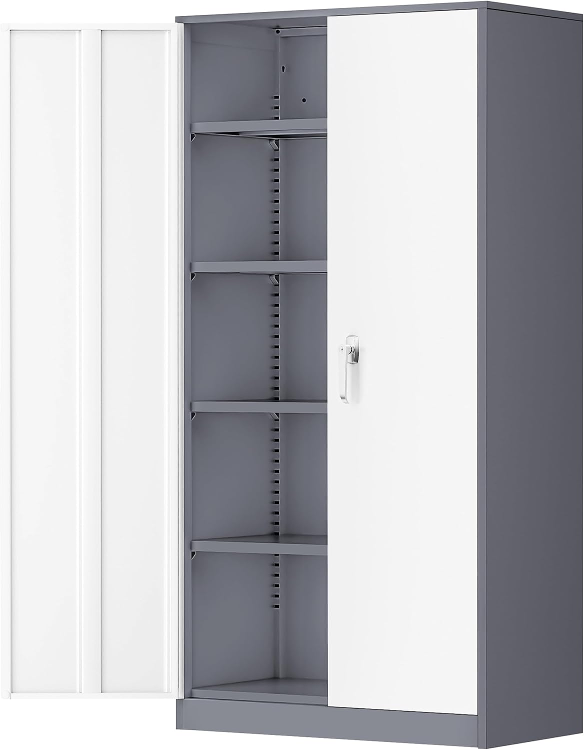 Greenvelly Metal Garage Storage Cabinet, 72" Locking Metal Cabinet with 2 Doors and 4 Adjustable Shelves, Lockable File Cabinet for Home, Office, Garage (36" W x 18" D)