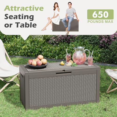 75 Gallon Outdoor Storage Box Waterproof Deck Box Patio Storage