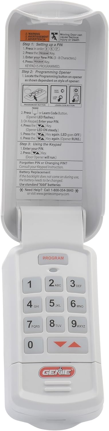 genie garage door opener wireless keyless keypad shown in use