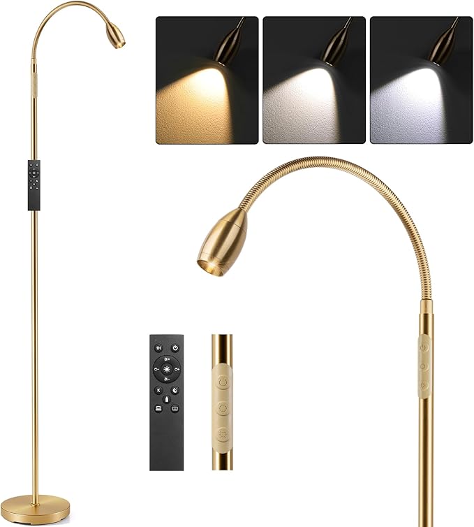 Reading Floor Lamp, Dimmable Zoomable Spotlight, Adjustable Color Beam Standing