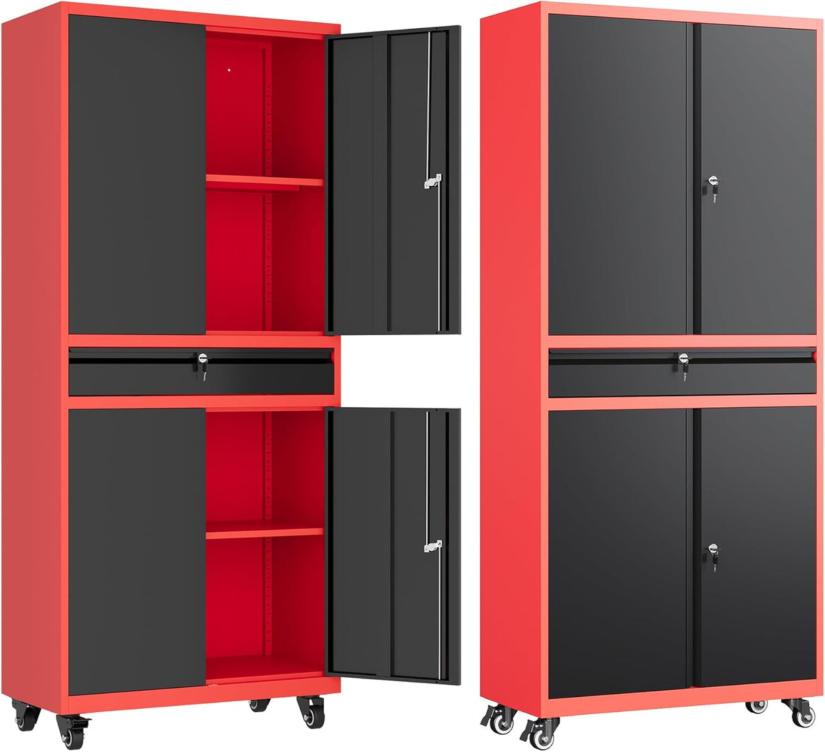 letaya metal garage storage cabinet with wheels,rolling tool shown in use