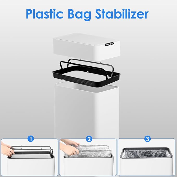 TLSUNNY 21.1 Gallon Automatic Trash Can, Stainless Steel Motion Sensor Garbage