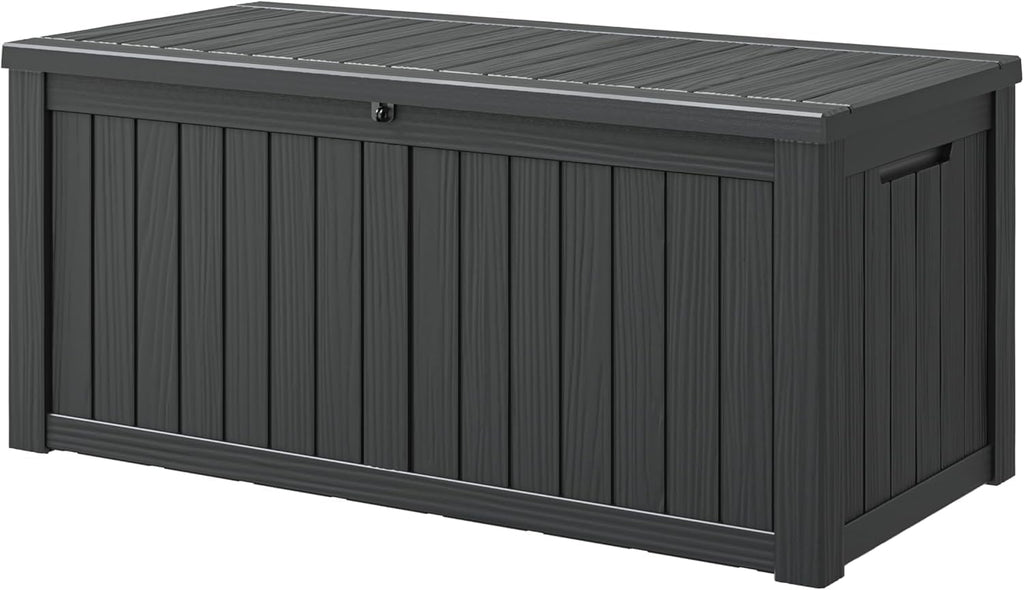 151 Gal Deck Box, Outdoor Storage Box Waterproof Lockable, Gas Lift,Black