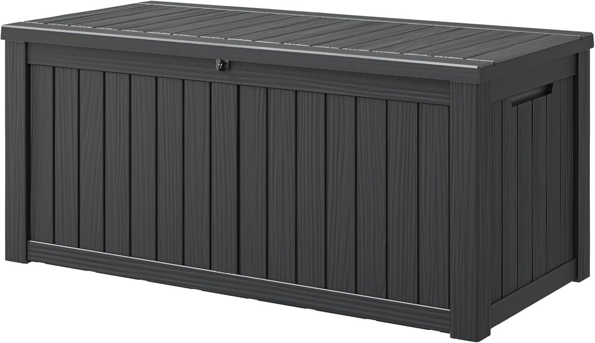 151 Gal Deck Box, Outdoor Storage Box Waterproof Lockable, Gas Lift,Black