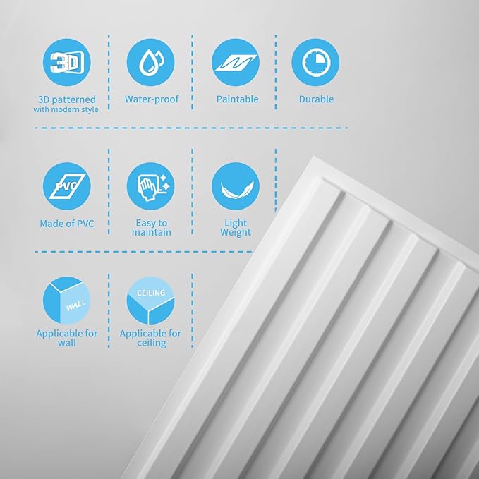 Art3d 6-Pack Slat Design 3D Wall Panels
