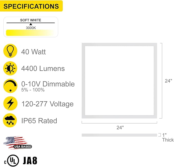 NUWATT 4 Pack, 2x2 FT LED Ceiling Panel, 4400 Lumens, 0-10V Dimmable, Flat