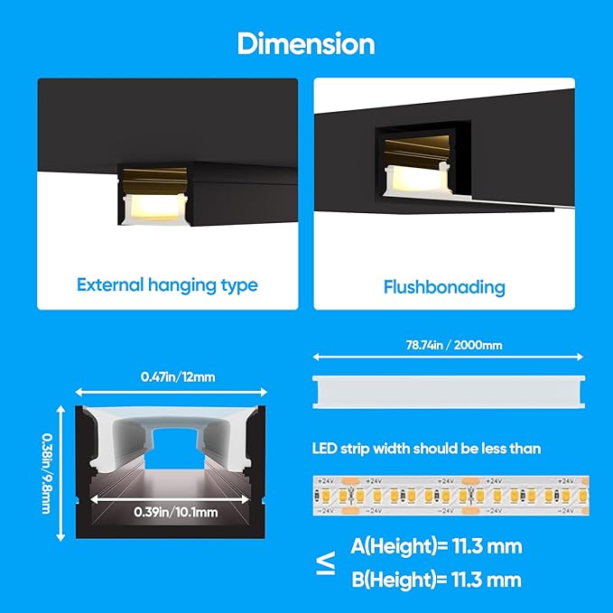 Besseto 10 Pack LED Aluminum Channel