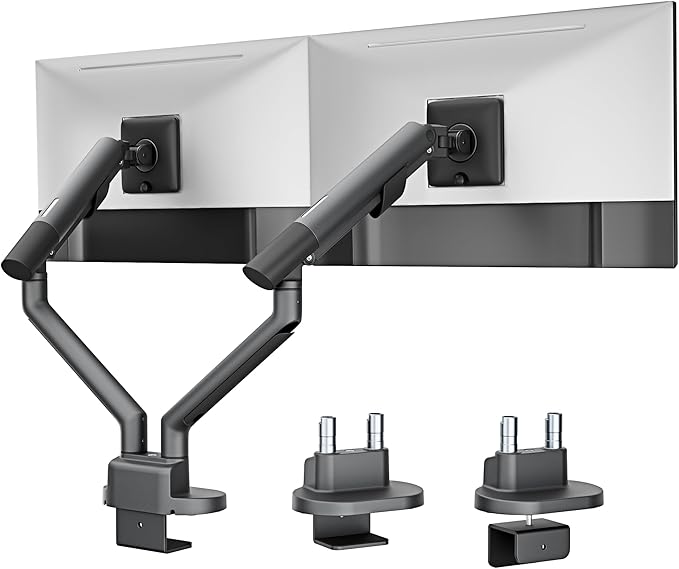 monTEK Dual Monitor Stand for 2 Screens 17 to 35 Inch, Heavy Duty Monitor Mount