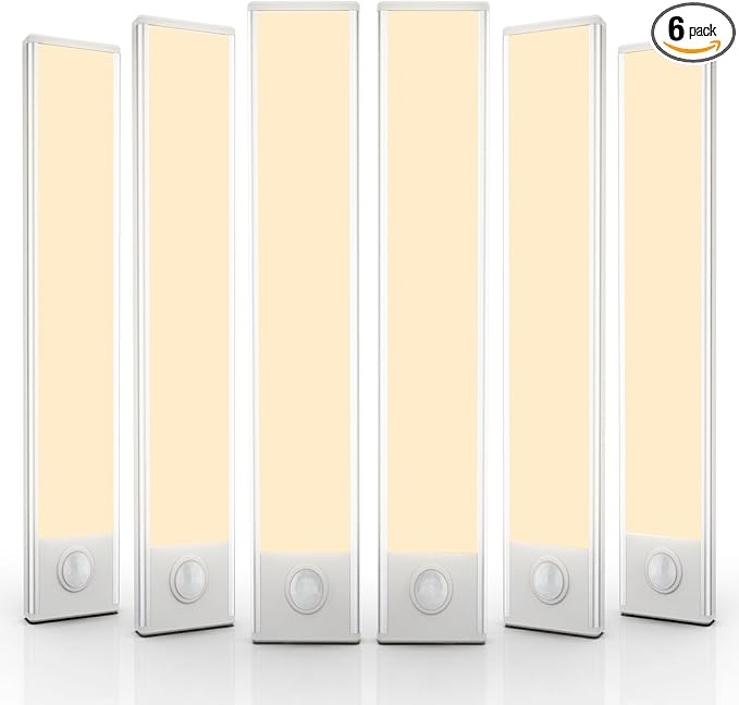 6 Pack Under Cabinet Lighting Wireless, 58 LED Rechargeable Battery Motion