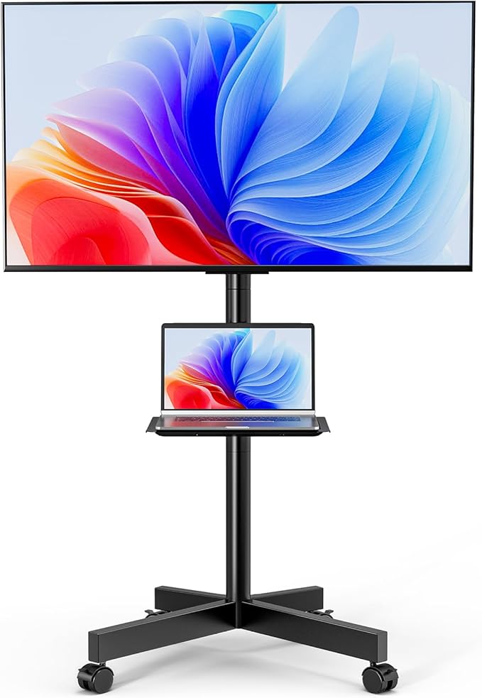 HOLMAXD Mobile TV Stand for 23-65 Inch LCD LED Flat/Curved Panel Screen TVs
