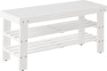 Roundhill Furniture Pina Quality Solid Wood Shoe Bench, White Finish