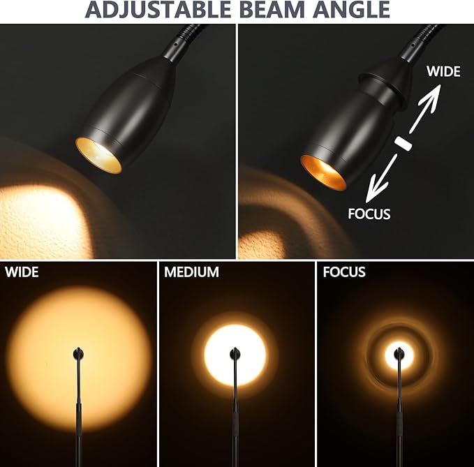 Reading Floor Lamp, Dimmable Zoomable Spotlight, Adjustable Color Beam Standing