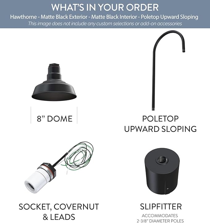 Steel Lighting Co. Hawthorne Light | Outdoor Pole Top Mounted | 8" Dome |