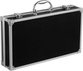 Black Aluminum Briefcase with Latch, Metal Hard Case with Foam Insert, Portable Tool Box Locking Storage for Travel Cash Valuables Instruments (14.1x7.8x2.9 In)