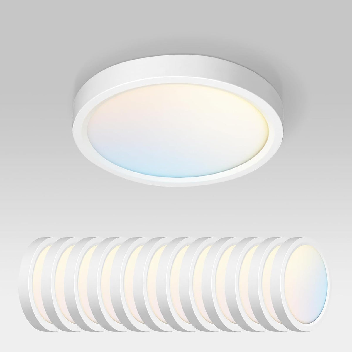 ASD LED 7" Round Flush Mount Ceiling Light Fixture, Low Profile Surface (12 Pack)