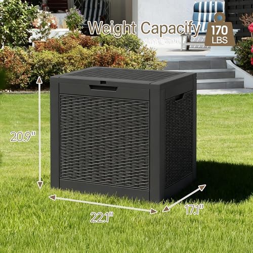 Outdoor Storage Waterproof Deck Box for Patio (31 Gallon, Black)
