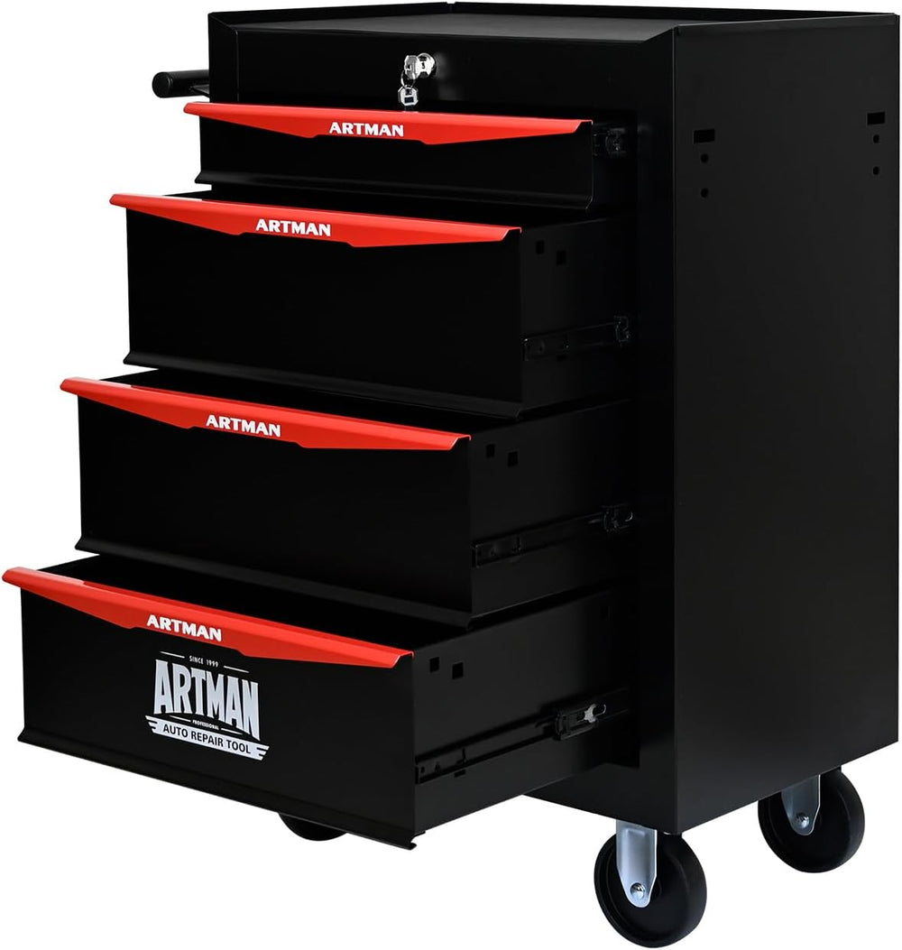 4-Drawer Rolling Tool Chest - Heavy Duty Tool Storage Cabinet with Lockable W...