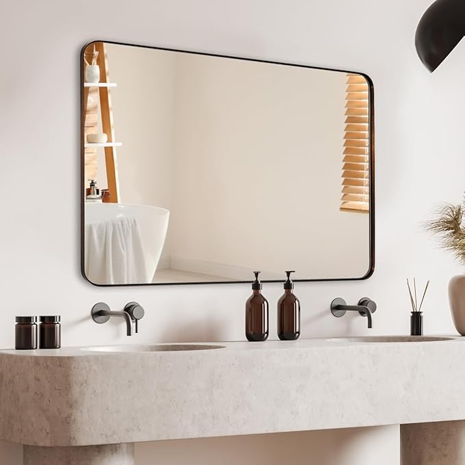 ANDY STAR Wall Mirror for Bathroom, Rounded Rectangle Mirror for Vanity