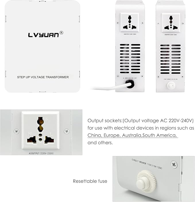 LVYUAN 2000W Voltage Transformer Step Up/Down Converter, 110V/120V to 220V/240V