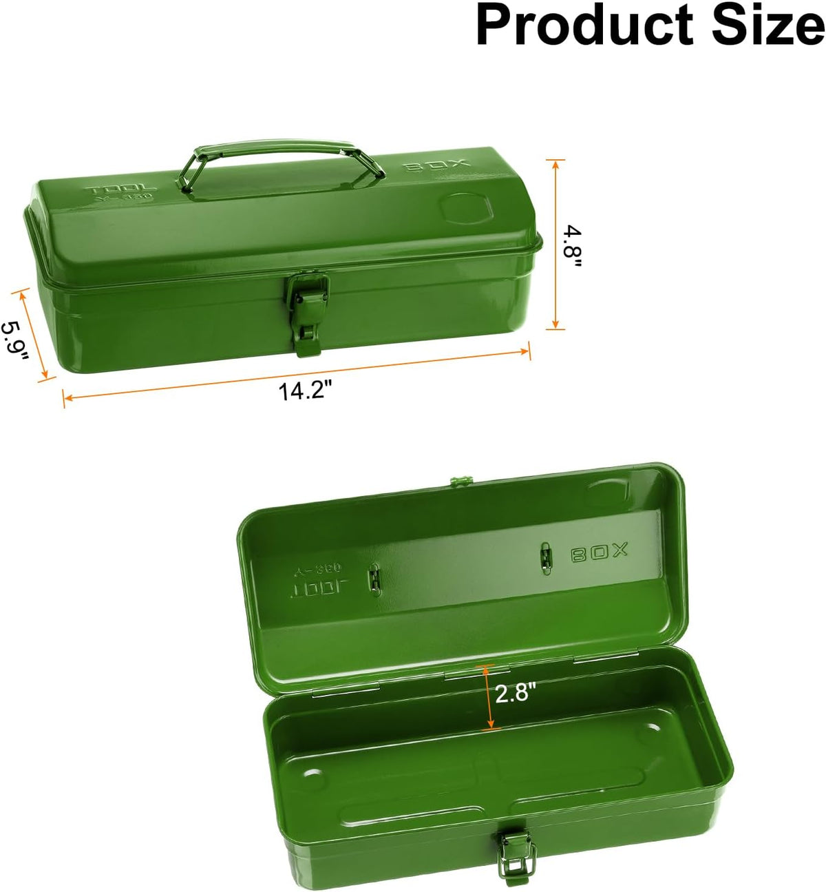 harfington tool box 14.2" portable steel tool box shown in use