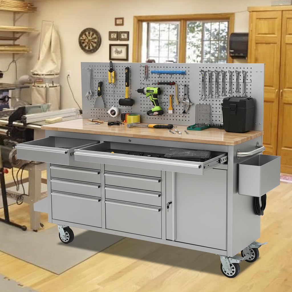 idealhouse 61-inch rolling tool chest, 10 drawers garage, package contents