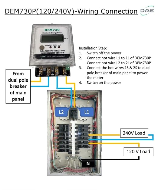 DAE DEM730P Electric kWh Submeter, Internal CT