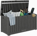 EAST OAK Outdoor Storage Box, 80 Gallon Deck Box, Waterproof Resin Storage Bin for Patio Cushions, Gardening Tools, Lockable, UV Resistant, Ash Grey