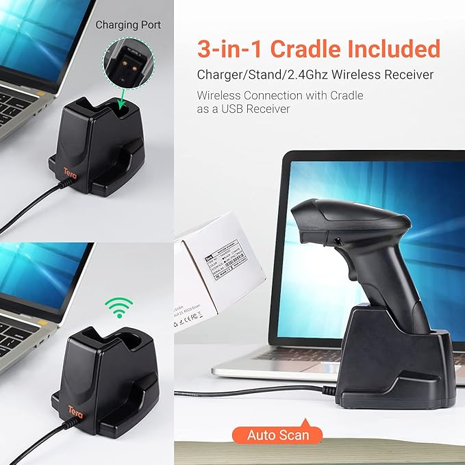Tera Wireless 1D 2D QR Barcode Scanner