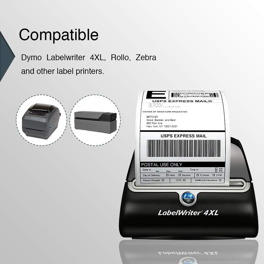 BETCKEY - Replace for DYMO 1744907 (4" x 6") Labels, [6 Roll/Green]