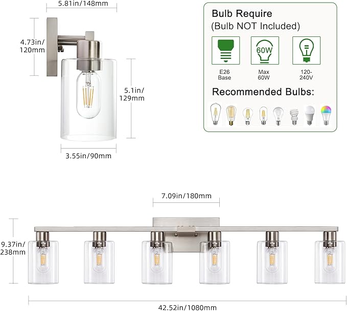 SOPEAS 6-Light Bathroom Light Fixtures, Vanity