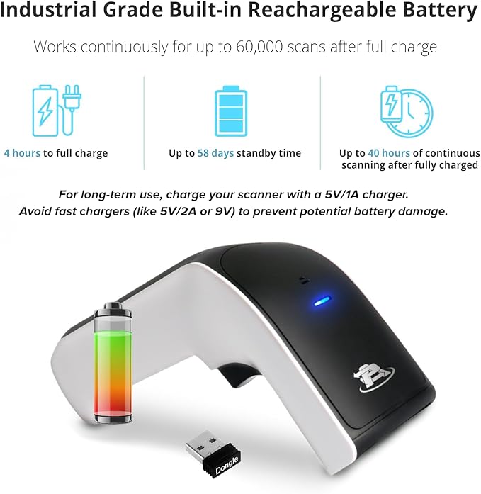 ScanAvenger Wireless Portable 1D&2D Bluetooth Barcode Scanner: Hand Scanner