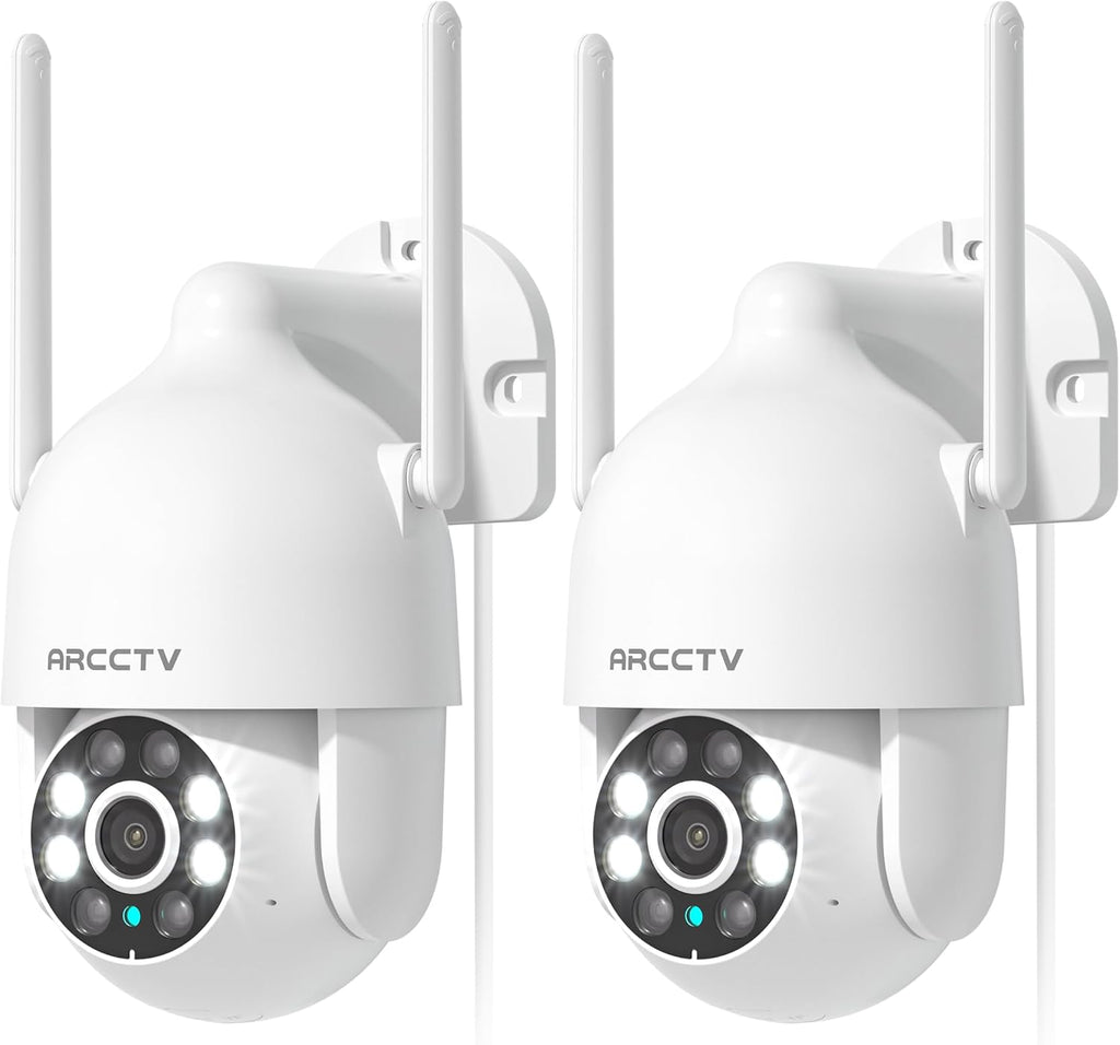 ARCCTV 2.5K HD Security Cameras Outdoor Plug-in, 360°Pan-Tilt View, 2 Pack