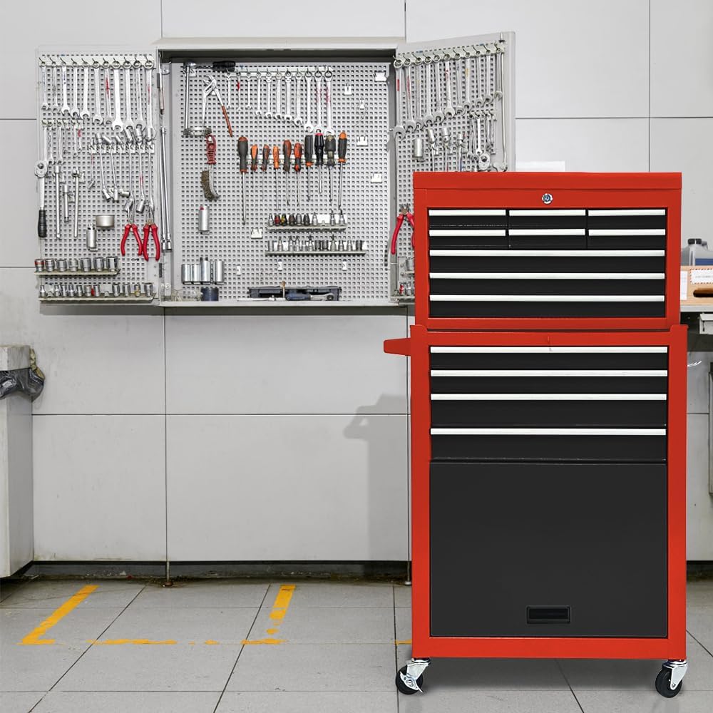 13 drawers tool chest with wheels,large capacity tool shown in use