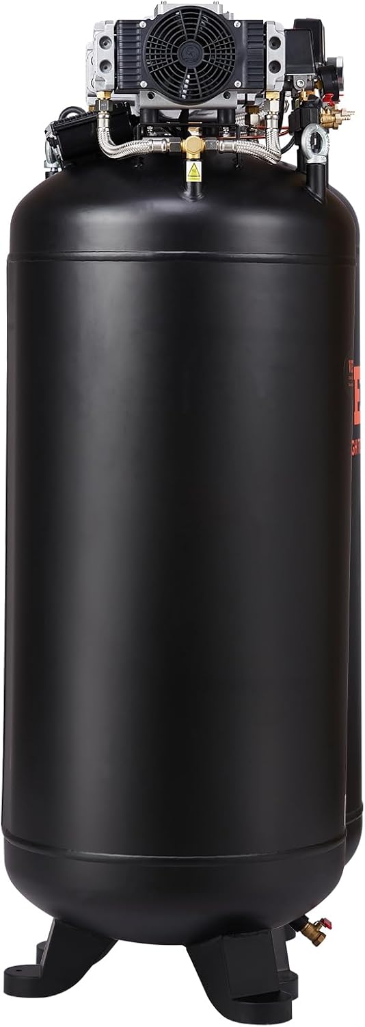 VEVOR 80 Gallon Air Compressor, 145PSI Oil Free Stationary Compressor Tank, 6.5HP 15.5SCFM@90 PSI, Quiet Compressor for Industrial Manufacturing, Workshops (220V/60Hz Single-Phase Power)