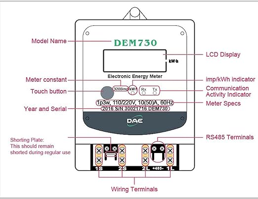 DAE DEM730P Electric kWh Submeter, Internal CT