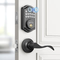 AkaGear Fingerprint Keyless Entry Door Lock with Lever Handle Set, Black