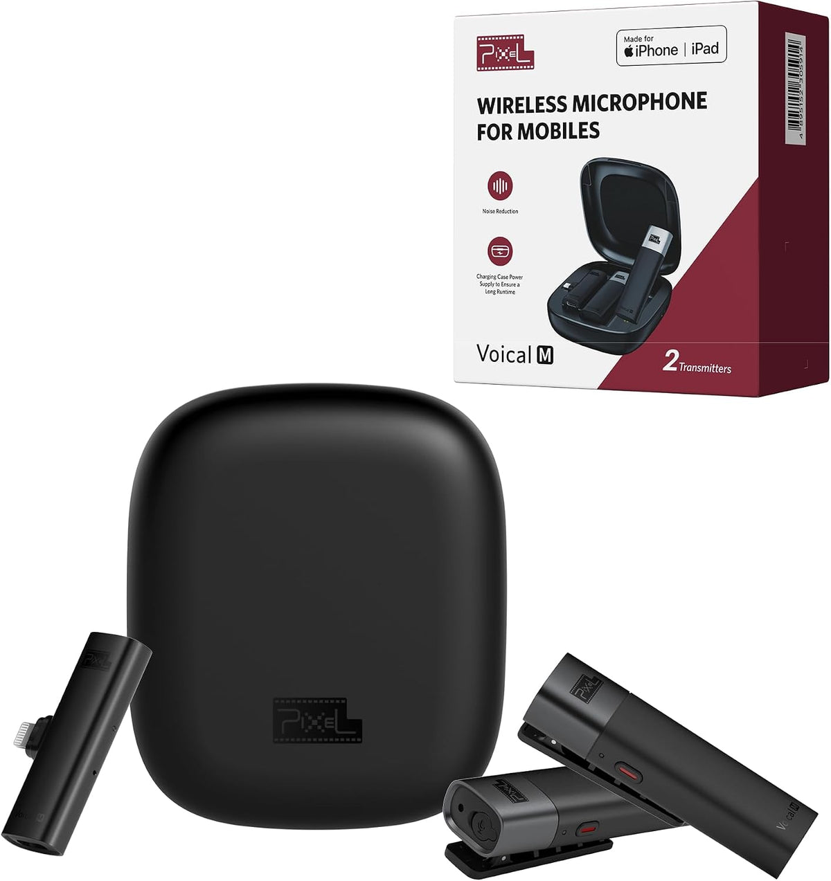 PIXEL Wireless Lavalier Microphone-2 Pack Lapel Mics Compatible