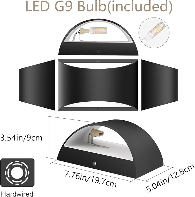 Aipsun 4 Pack Black Modern LED Wall Sconce Hardwired Indoor Wall Lights Up and